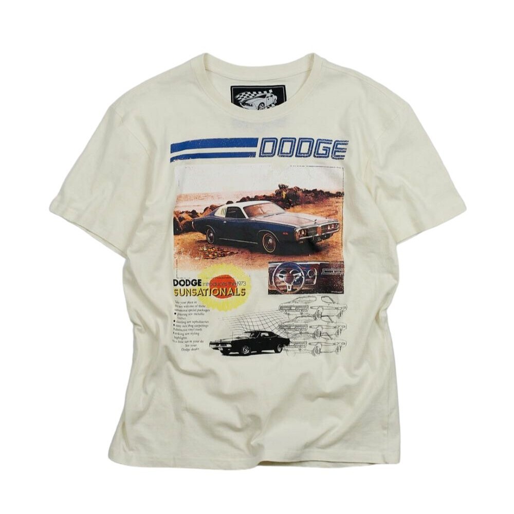 Dodge Reason Men’s Retro 1973 Dodge Charger Cream Cotton T-Shirt Tee XXL  (2XL)